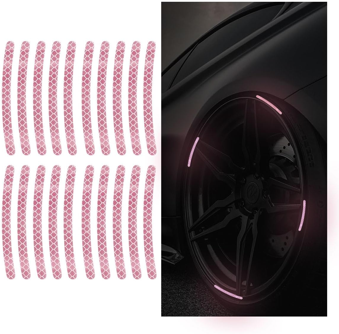 Wheel reflective trim, night safety warning stickers