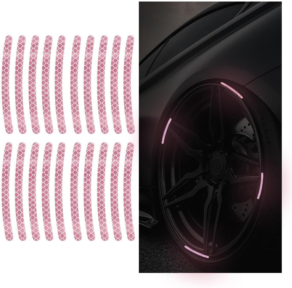 Wheel reflective trim, night safety warning stickers