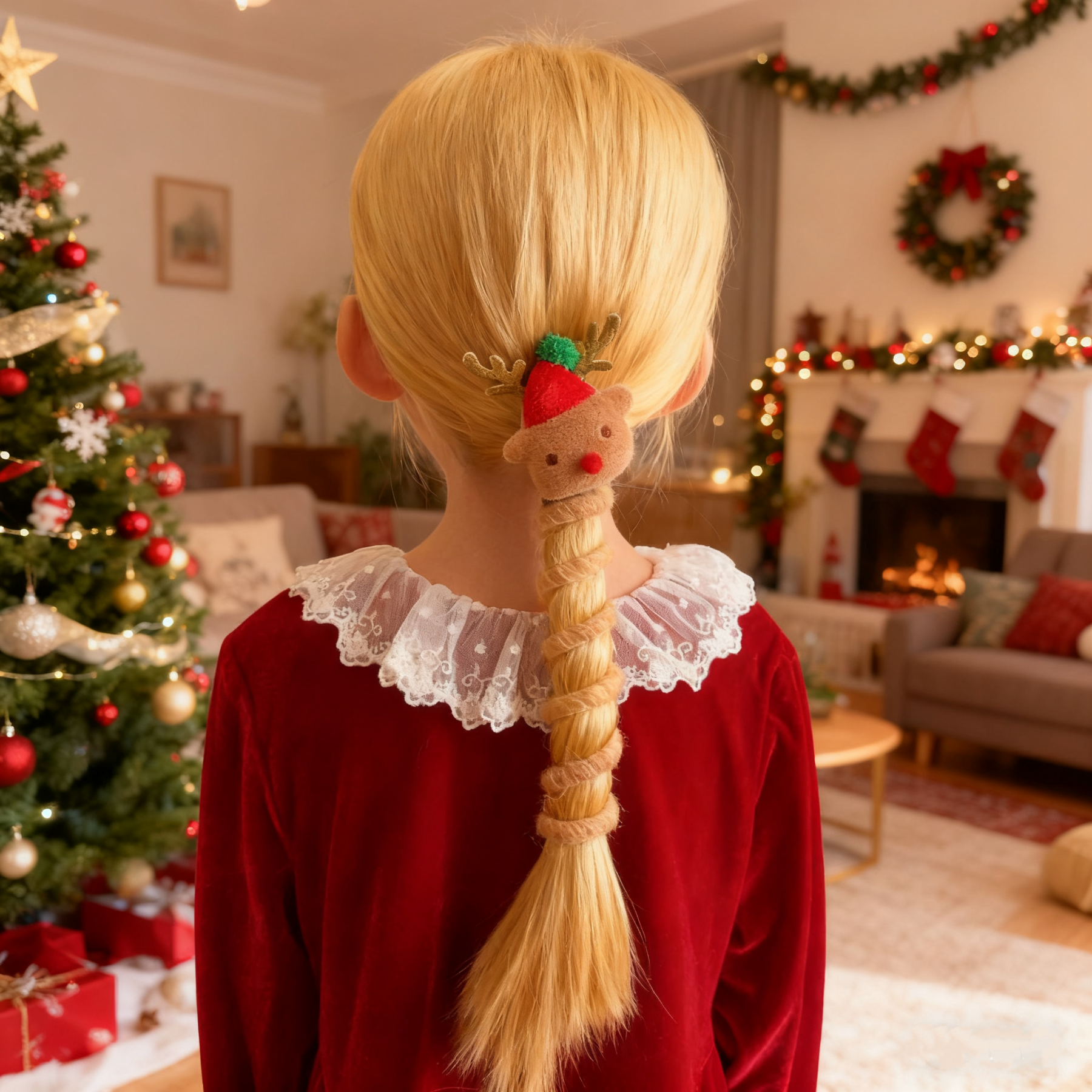 Christmas coil hair tie