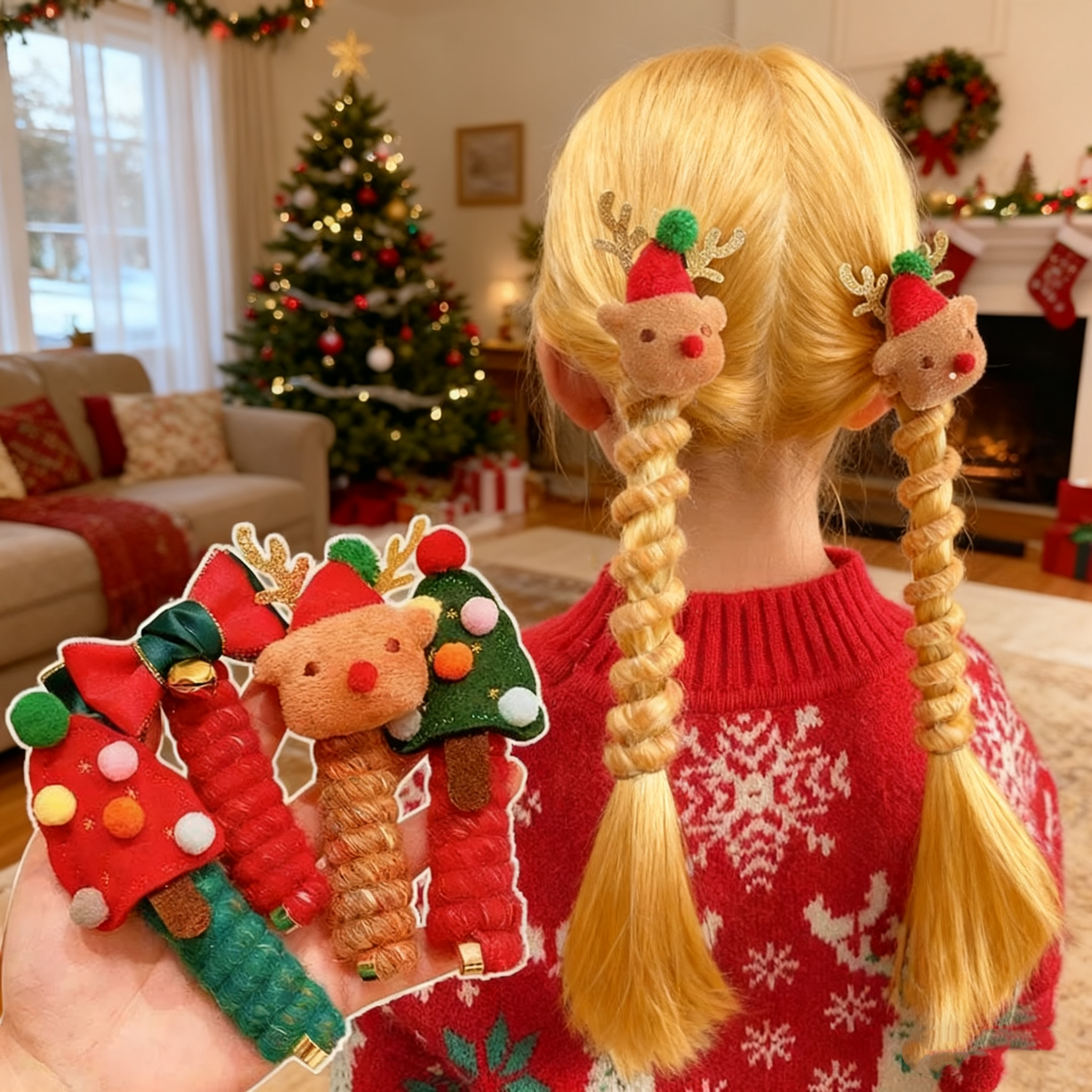 Christmas coil hair tie