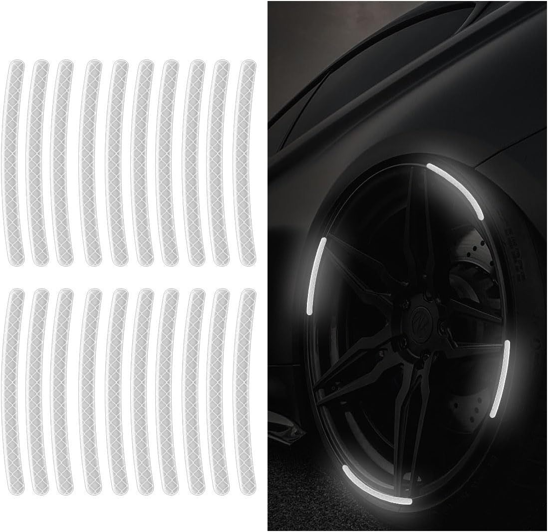 Wheel reflective trim, night safety warning stickers