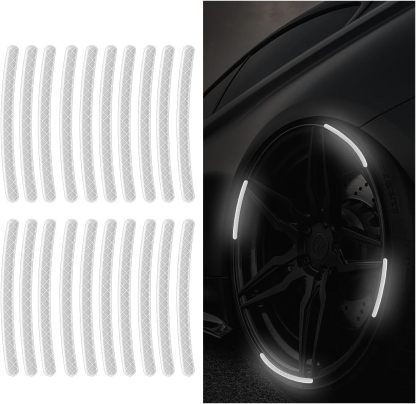 Wheel reflective trim, night safety warning stickers