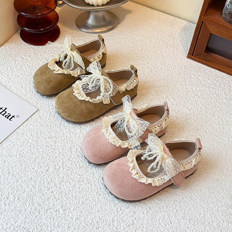 Girls Bow Lace Flats Shoes