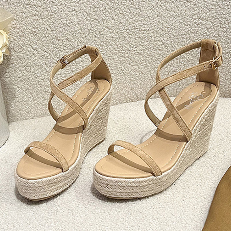 Round toe Espadrille Wedge Sandals
