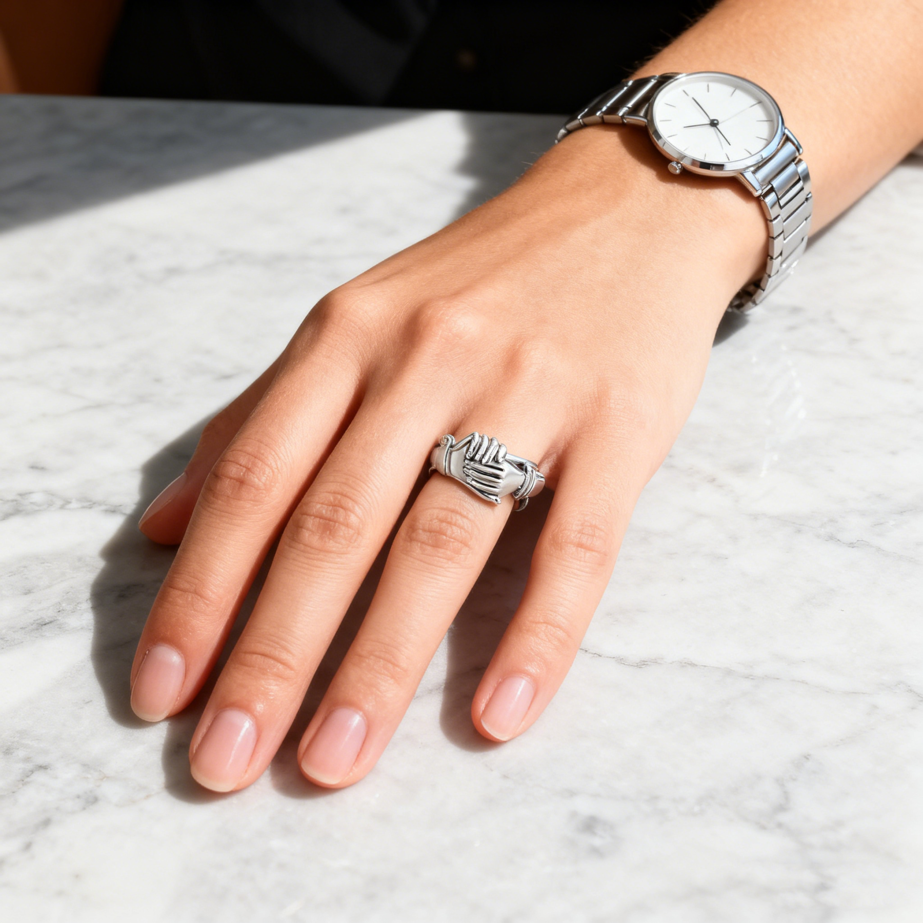 Open Hands Heart Ring