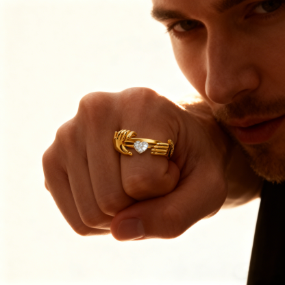 Open Hands Heart Ring