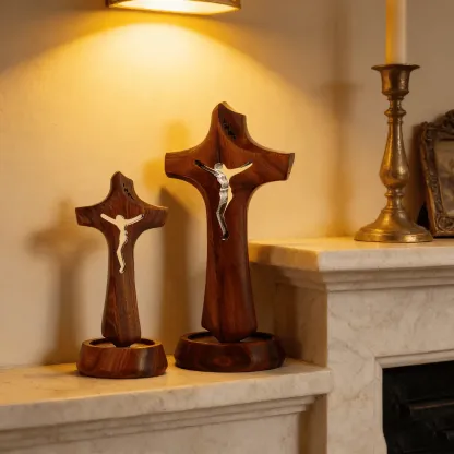 Rosewood openwork cross ornament