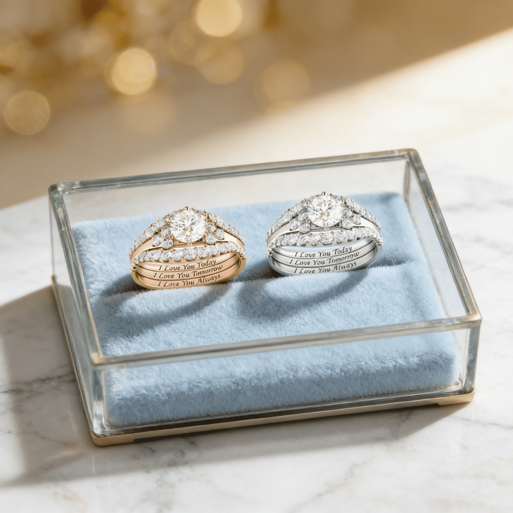 Three-piece ring set with English alphabet letters