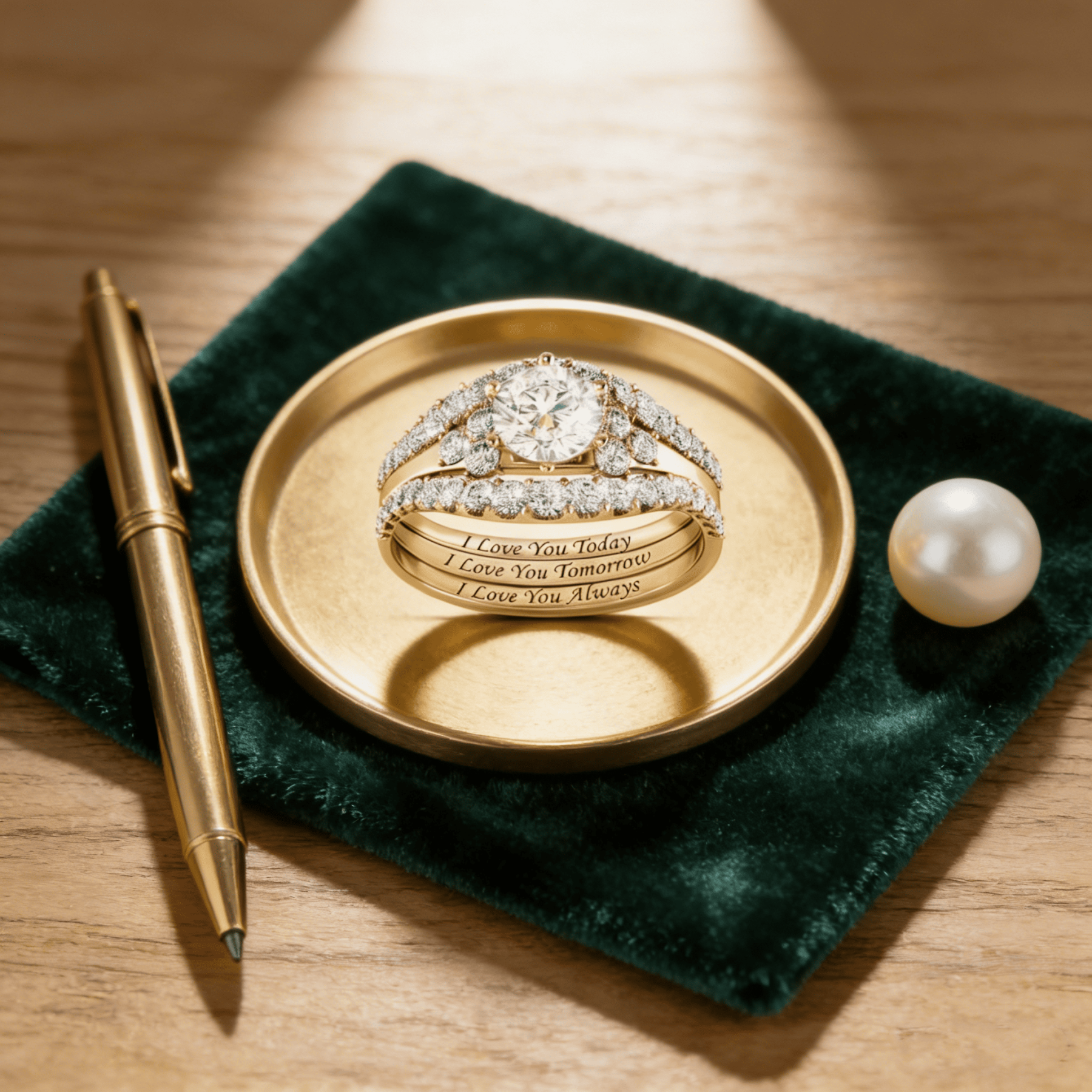 Three-piece ring set with English alphabet letters