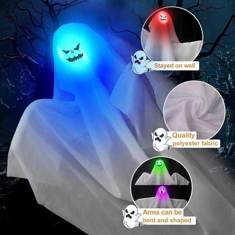 Glowing cute white hanging ghost decoration