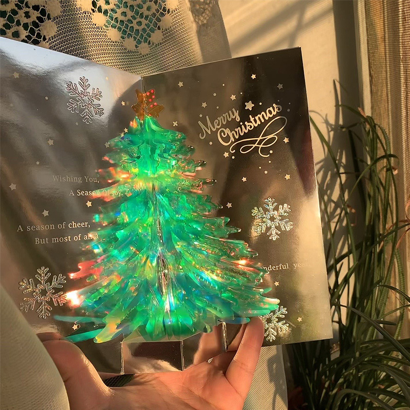 3D Holographic Christmas Tree Pop-up Greeting Card