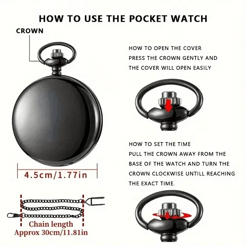 Laser-engraved pocket watch