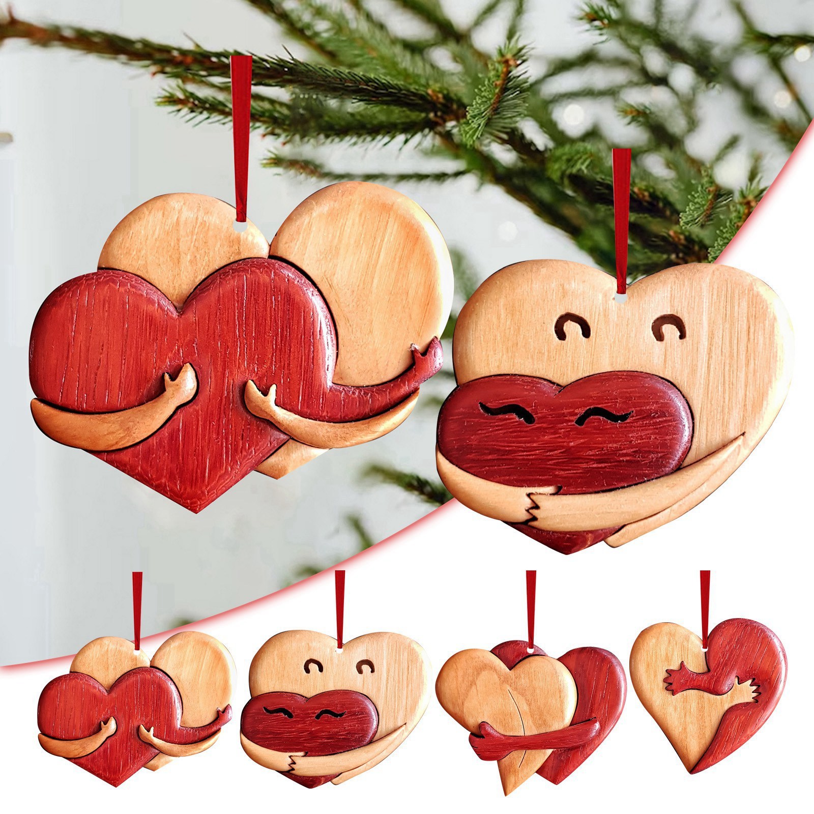 Embrace Heart-Shaped Wooden Carving