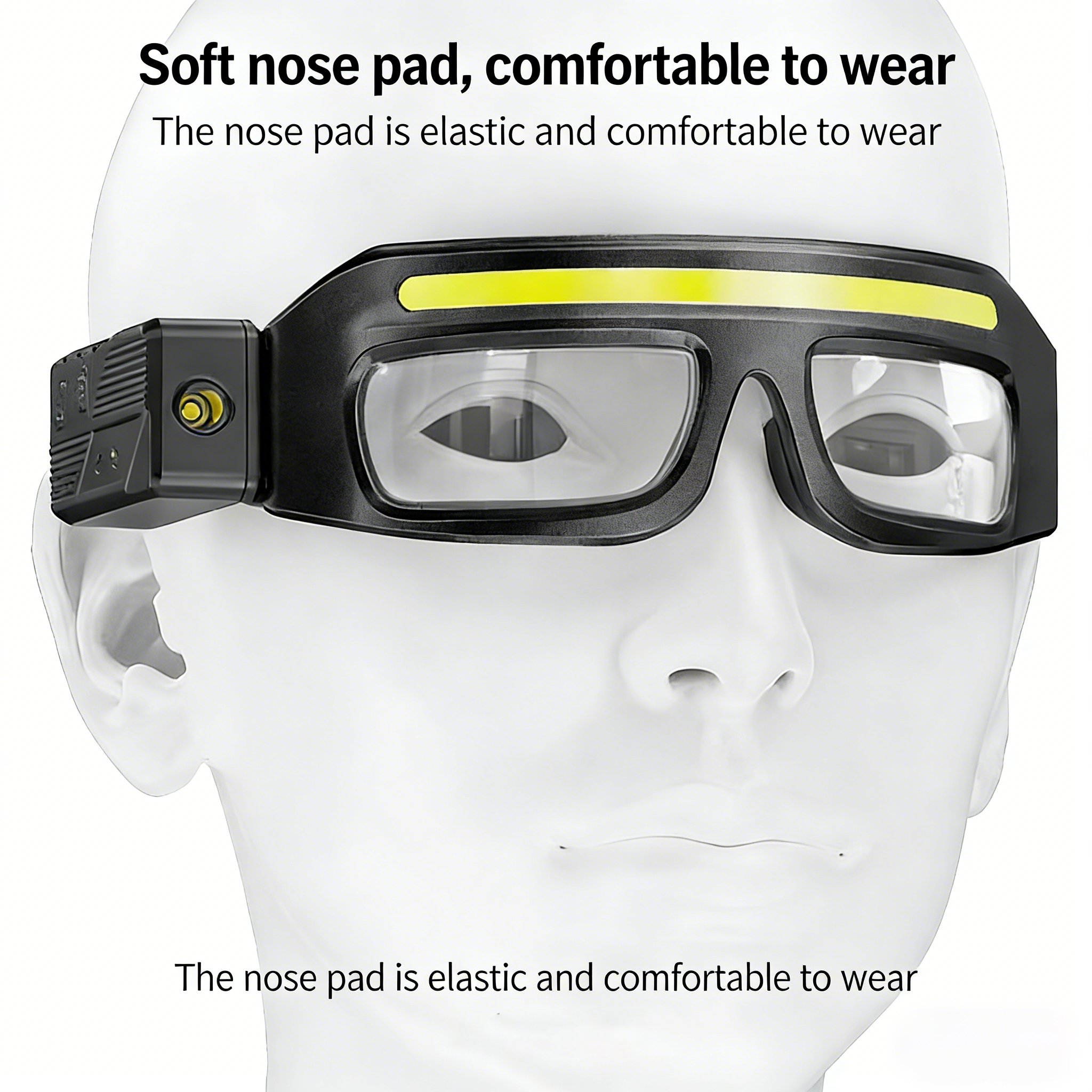 Ear-mounted high-intensity eyeglass lamp