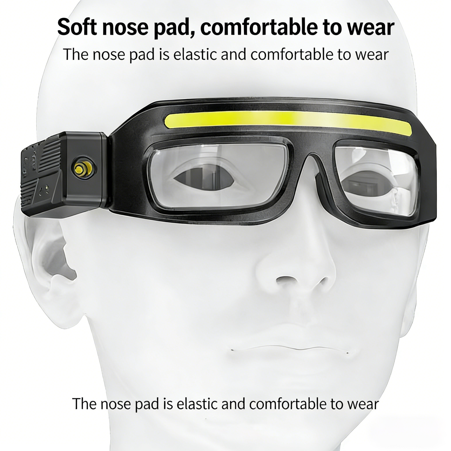 Ear-mounted high-intensity eyeglass lamp