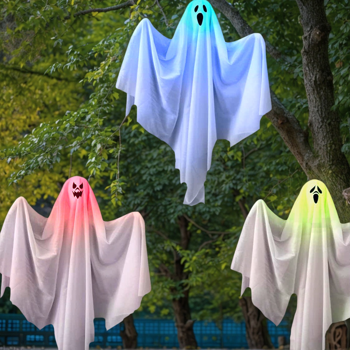 Glowing cute white hanging ghost decoration