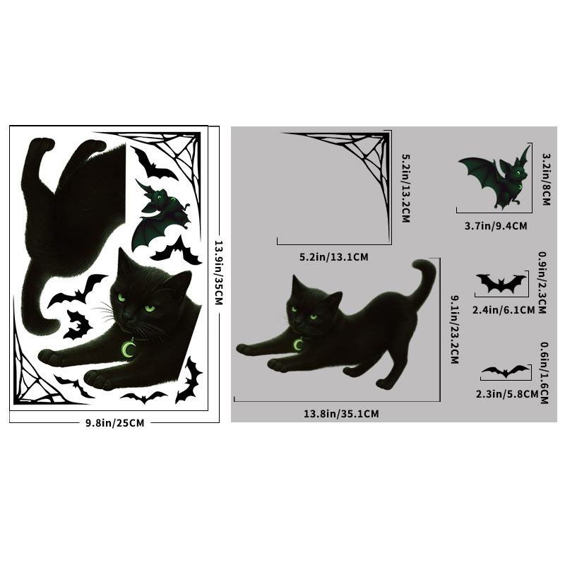 Spider web bat cat glass sticker