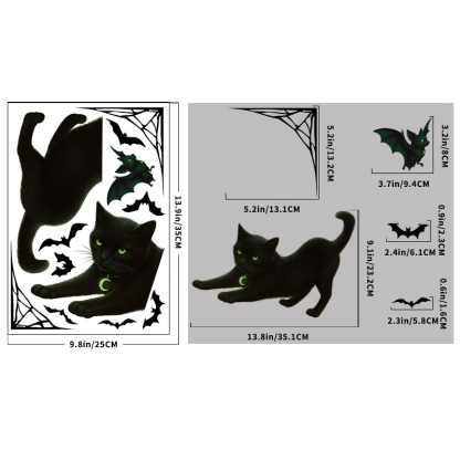 Spider web bat cat glass sticker