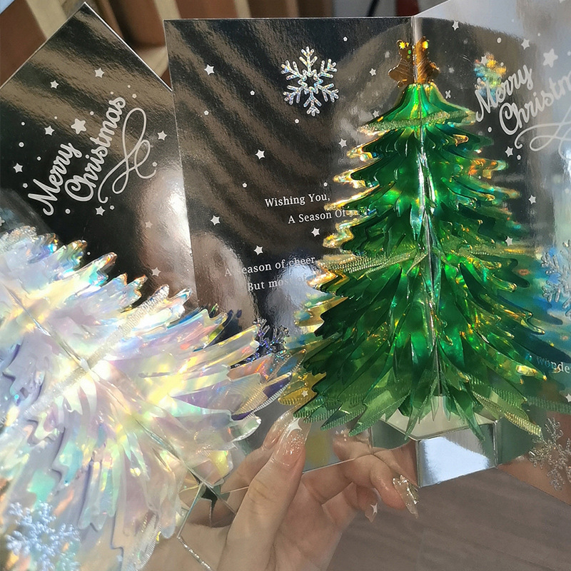 3D Holographic Christmas Tree Pop-up Greeting Card