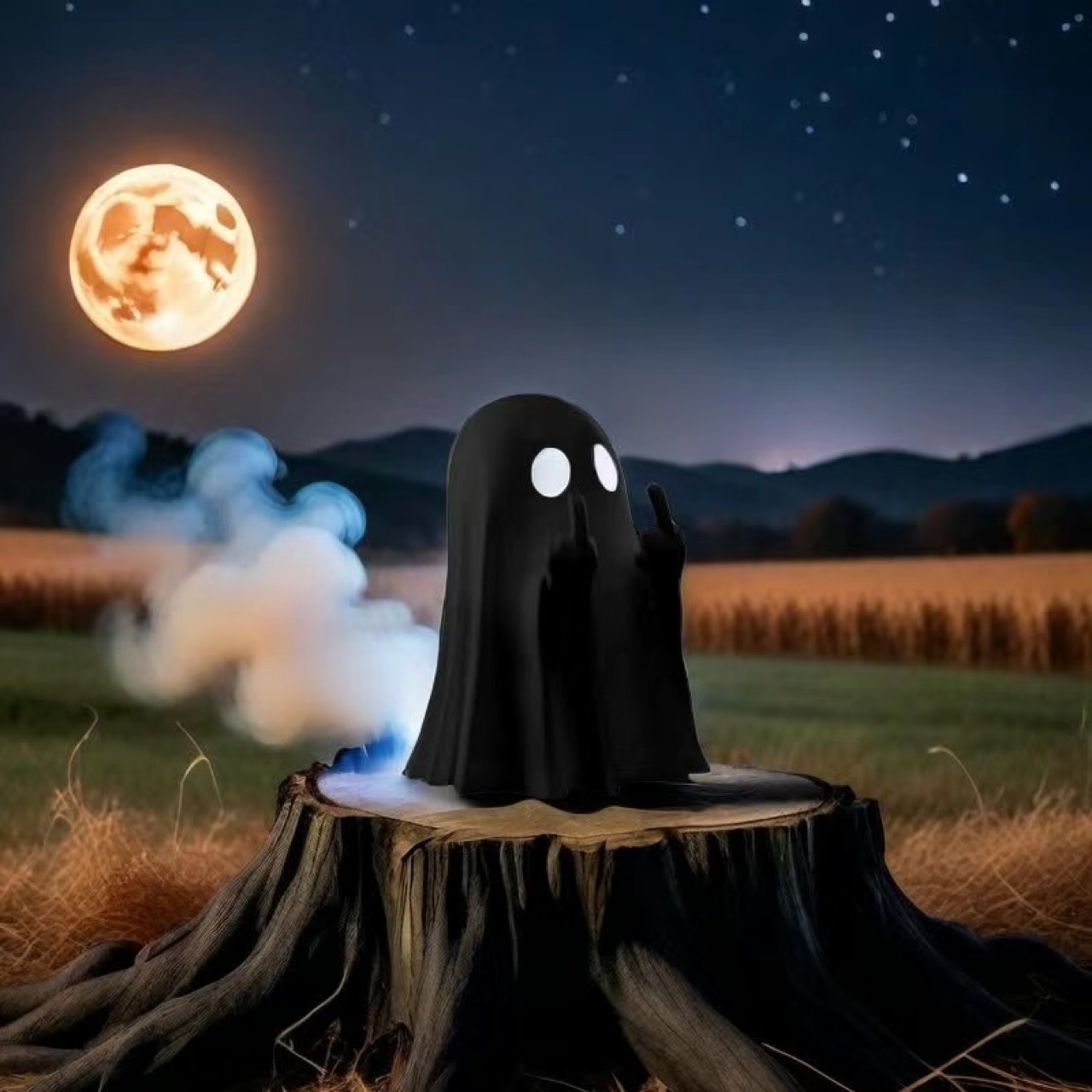 Halloween ghost middle finger figurine decoration