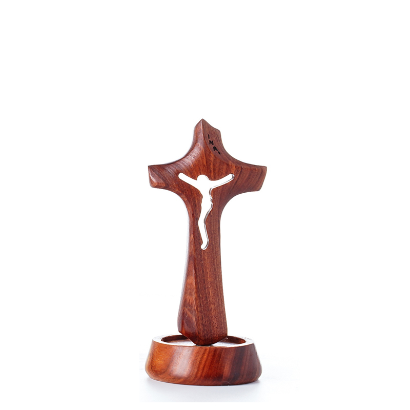 Rosewood openwork cross ornament