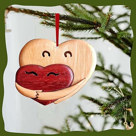 Embrace Heart-Shaped Wooden Carving