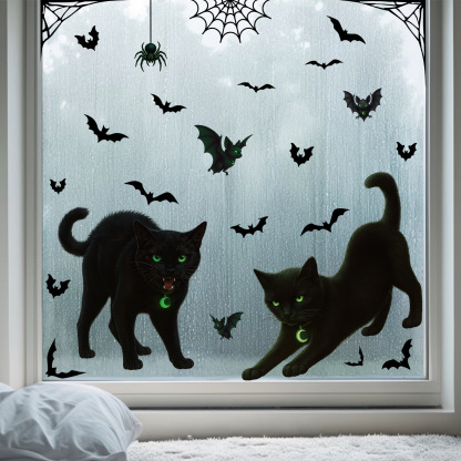 Spider web bat cat glass sticker