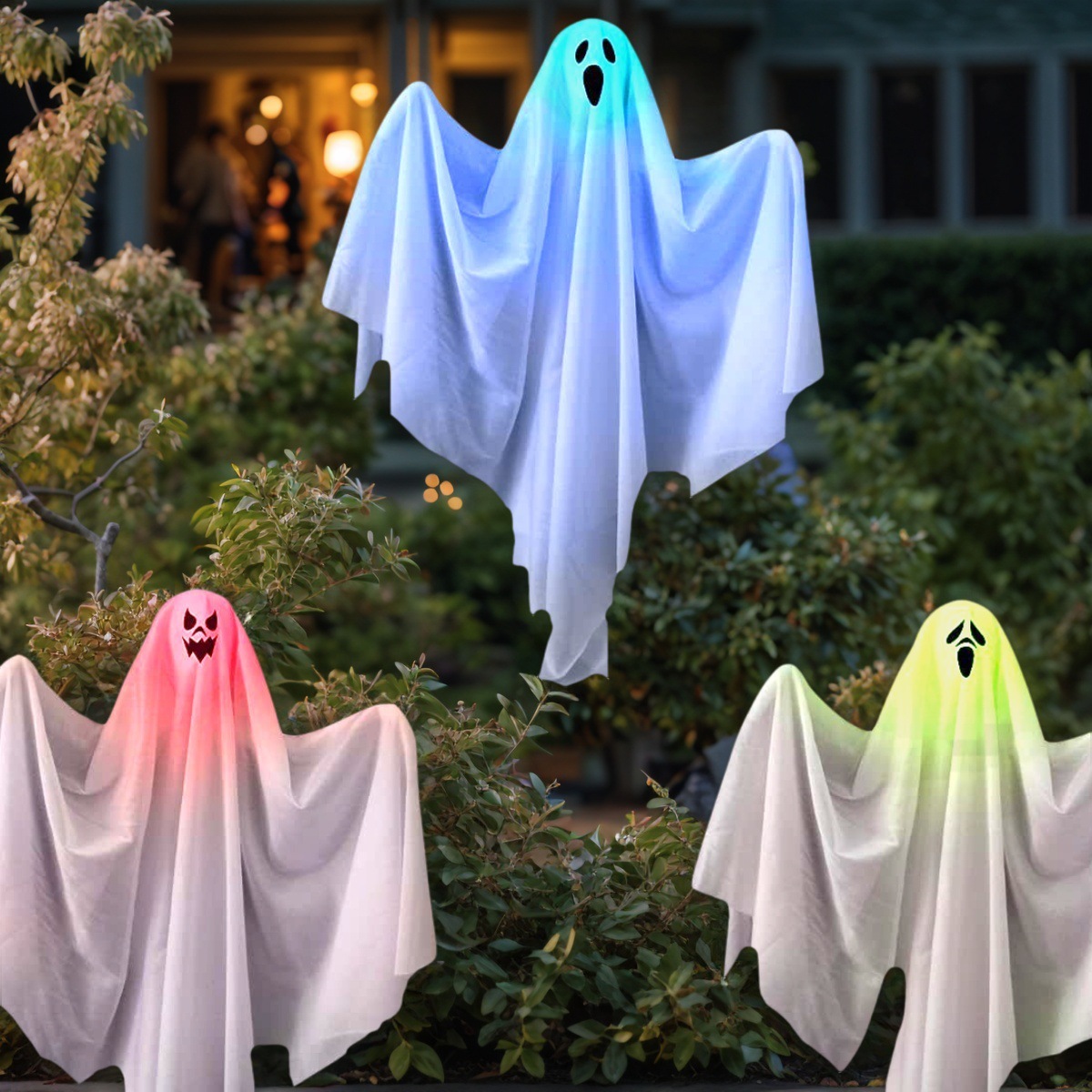 Glowing cute white hanging ghost decoration