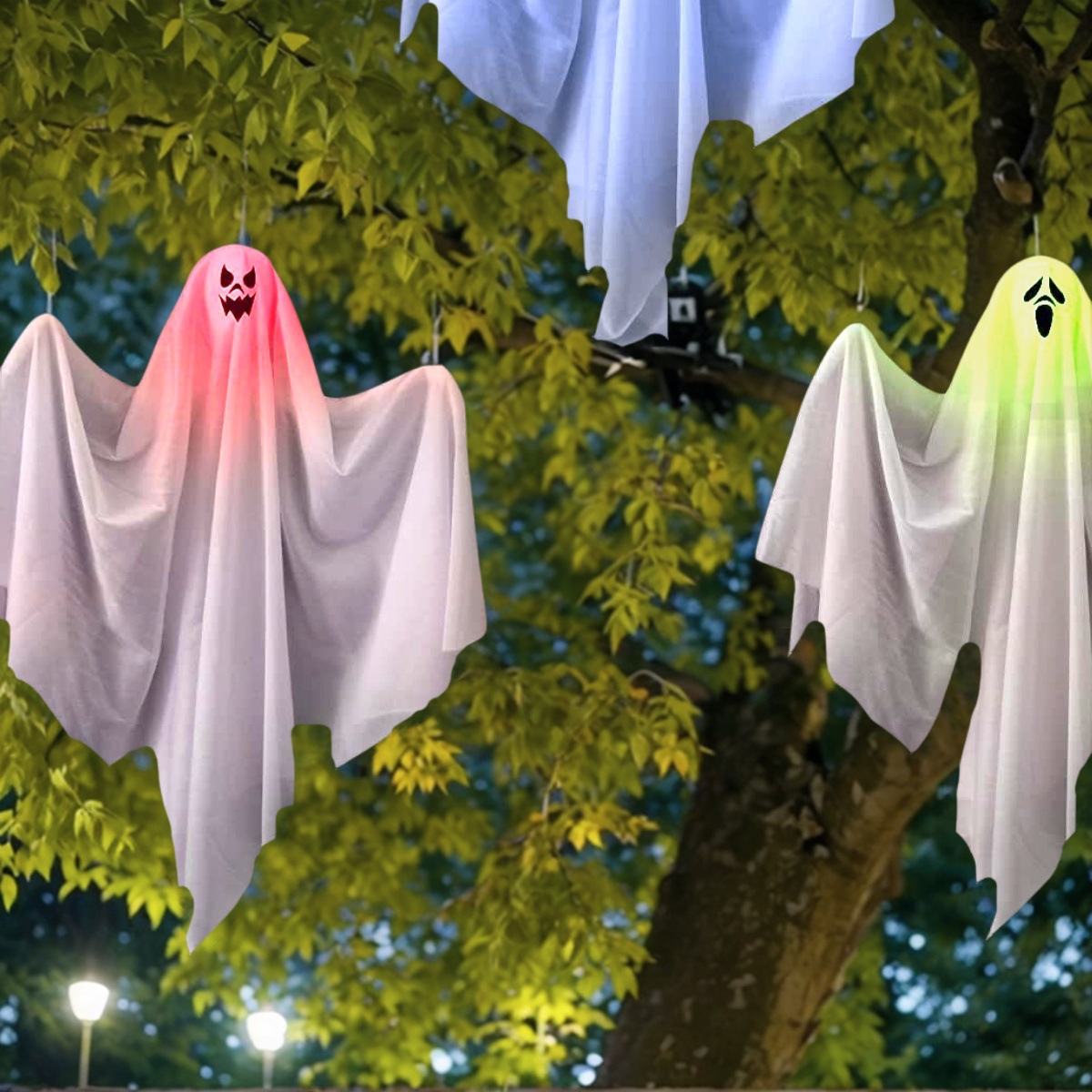 Glowing cute white hanging ghost decoration
