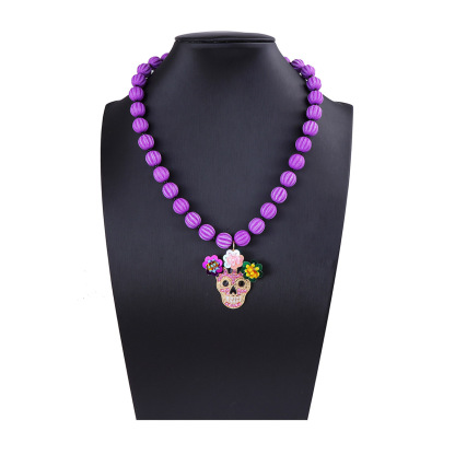 Halloween Beaded Skull Necklace