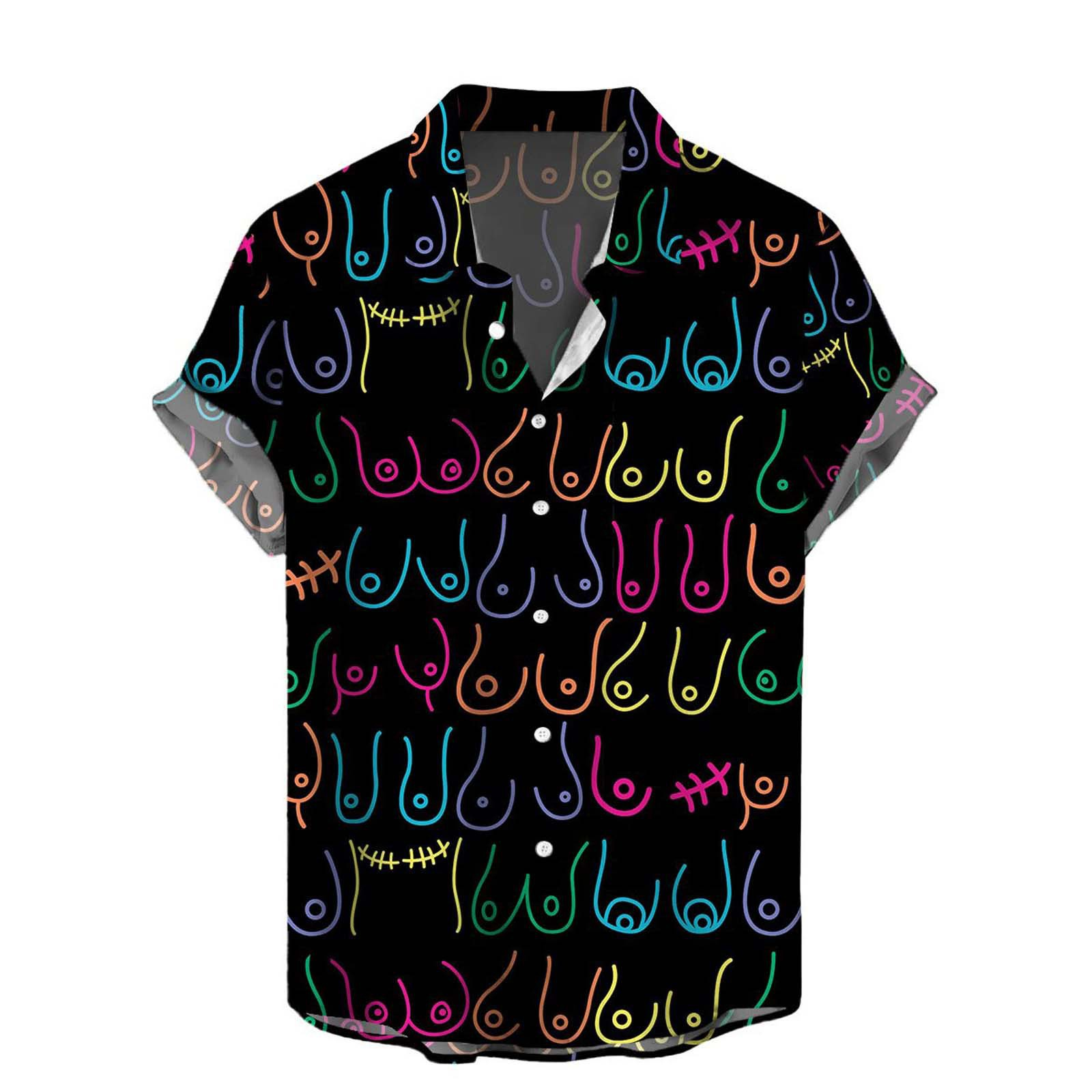 Vintage  Print Short Sleeve Button Up Shirt
