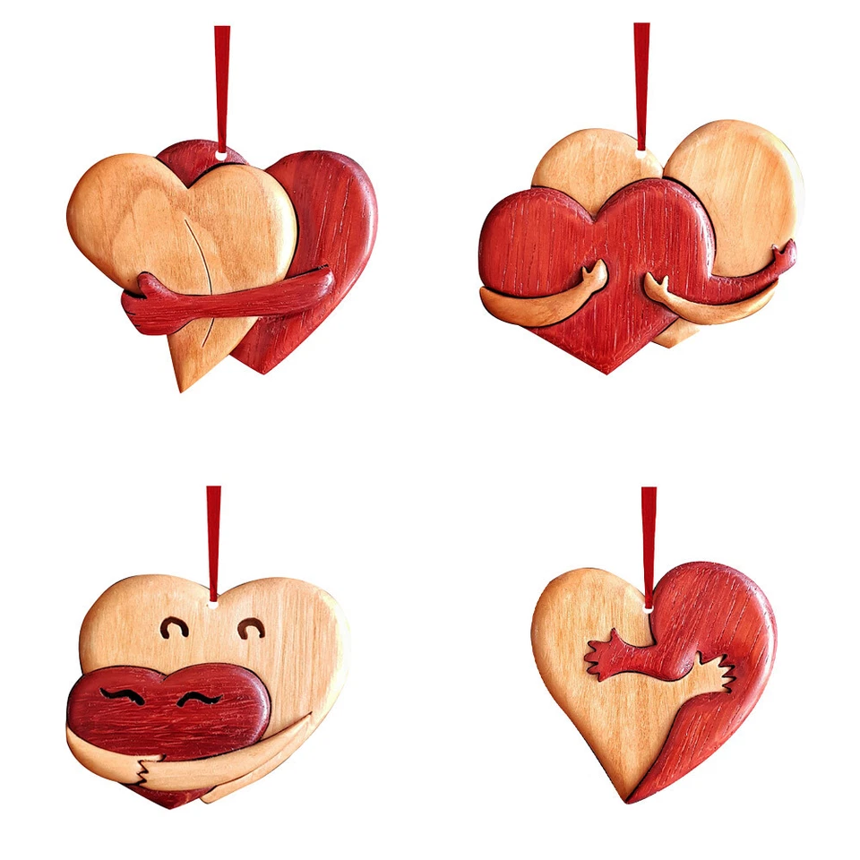 Embrace Heart-Shaped Wooden Carving