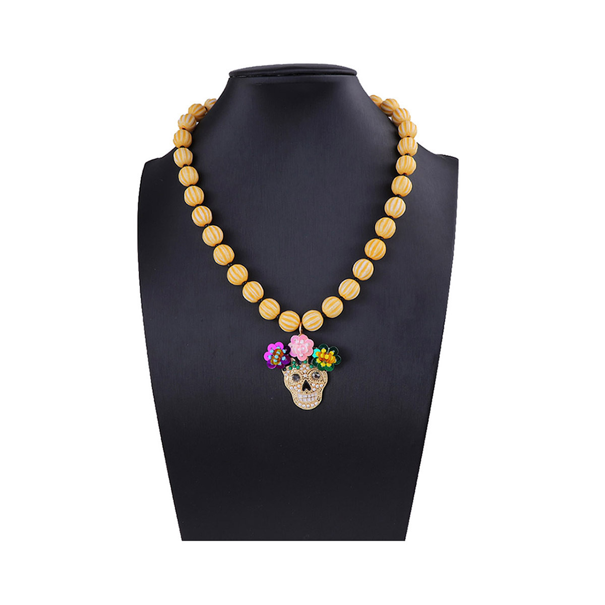 Halloween Beaded Skull Necklace