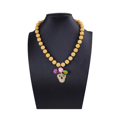 Halloween Beaded Skull Necklace