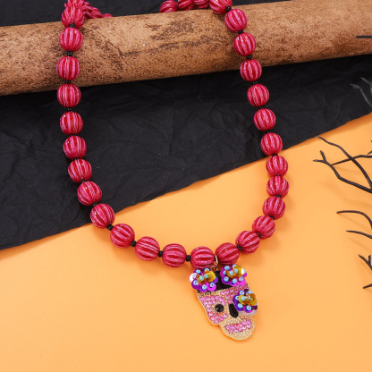 Halloween Beaded Skull Necklace