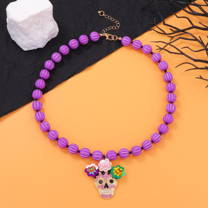 Halloween Beaded Skull Necklace