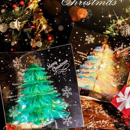 3D Holographic Christmas Tree Pop-up Greeting Card