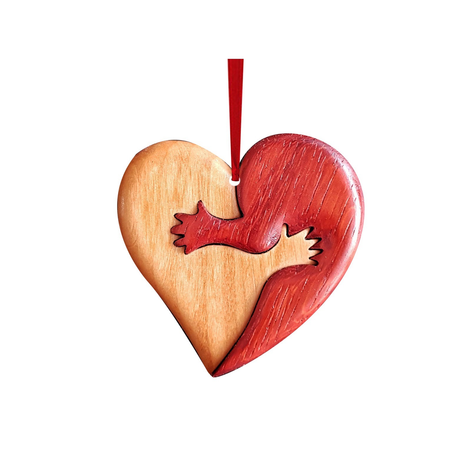 Embrace Heart-Shaped Wooden Carving