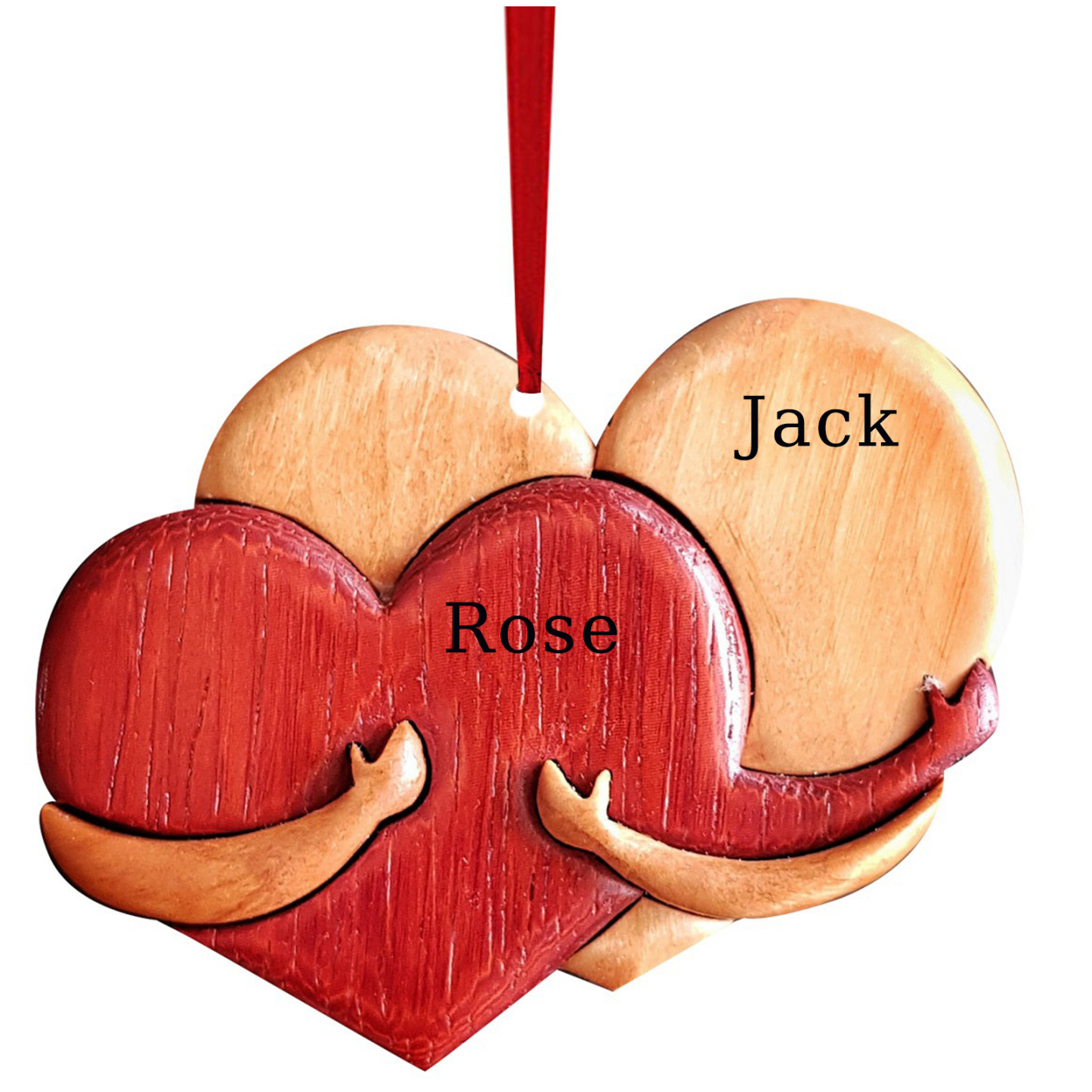 Embrace Heart-Shaped Wooden Carving
