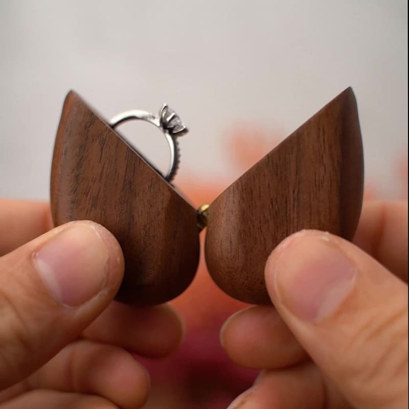 Black walnut wood ring box