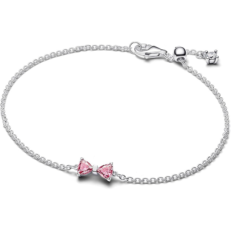 Diamond-set bow zircon bracelet