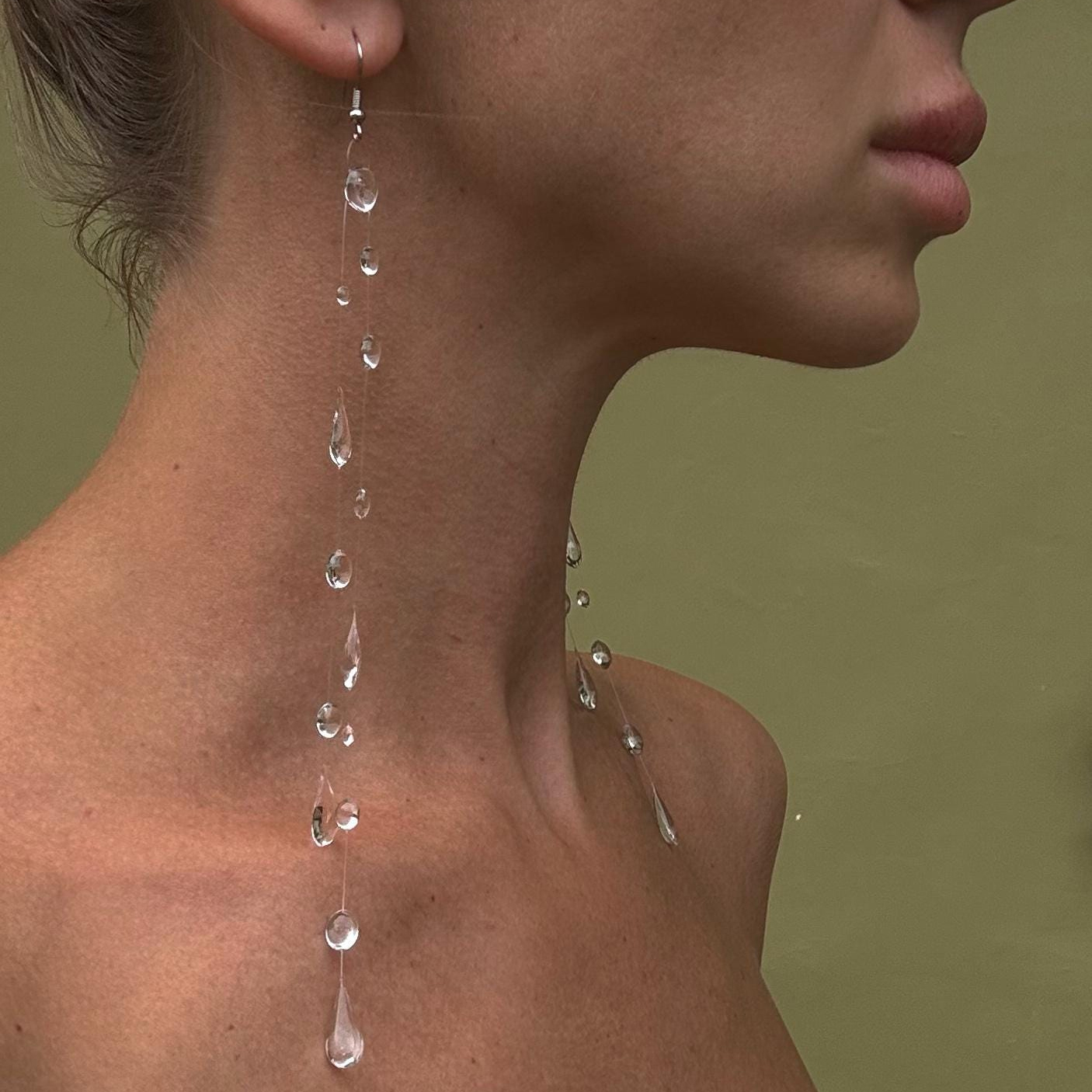 Delicate Teardrop Crystal Transparent Thread Jewelry