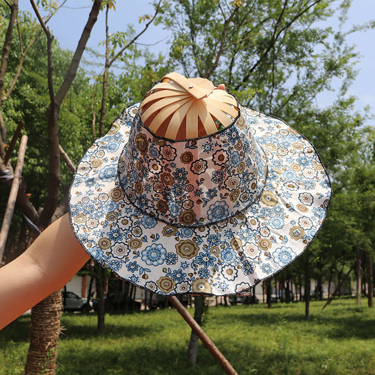 Multifunctional foldable sunshade bamboo fan hat
