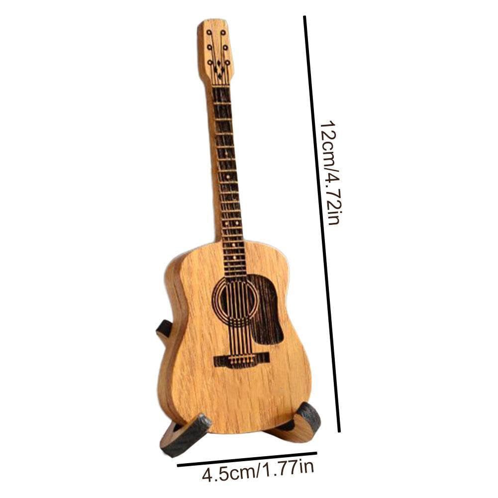 Wooden guitar shaped pick with stand