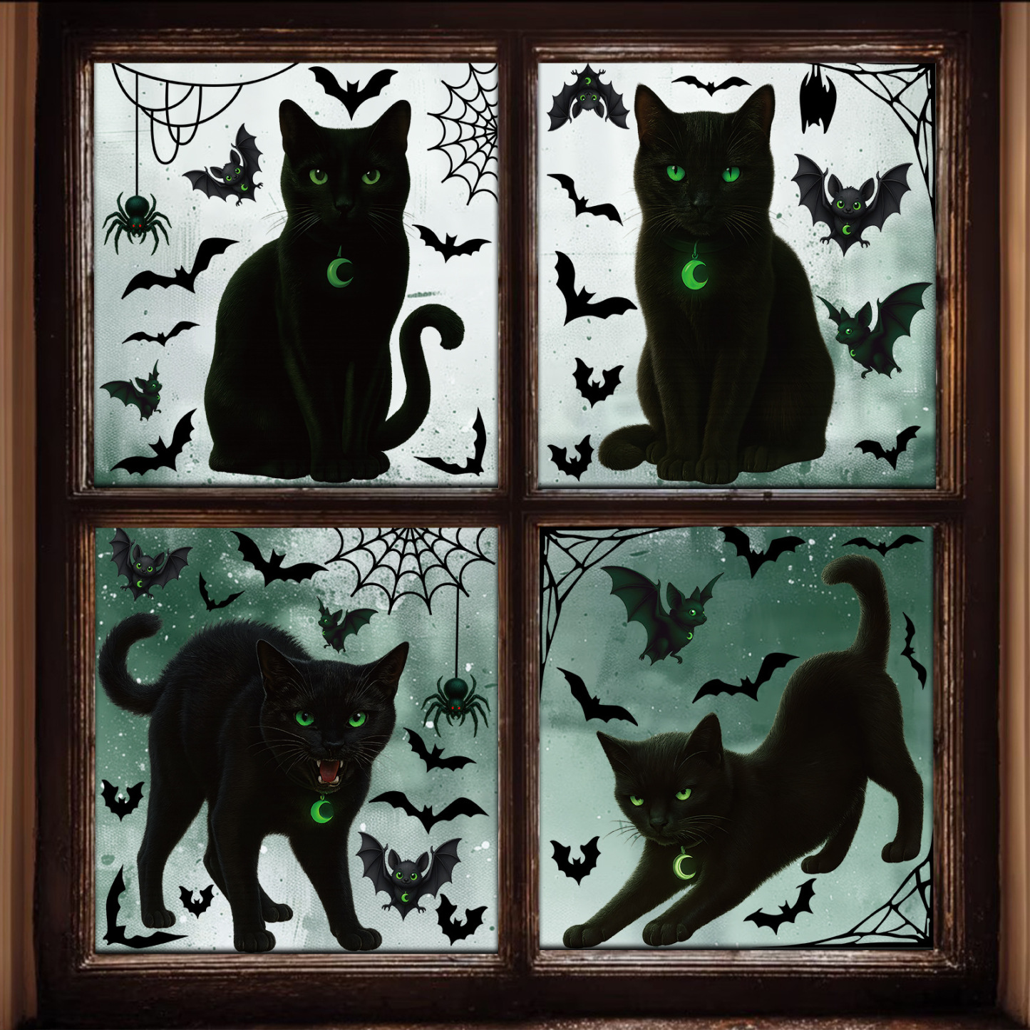 Spider web bat cat glass sticker