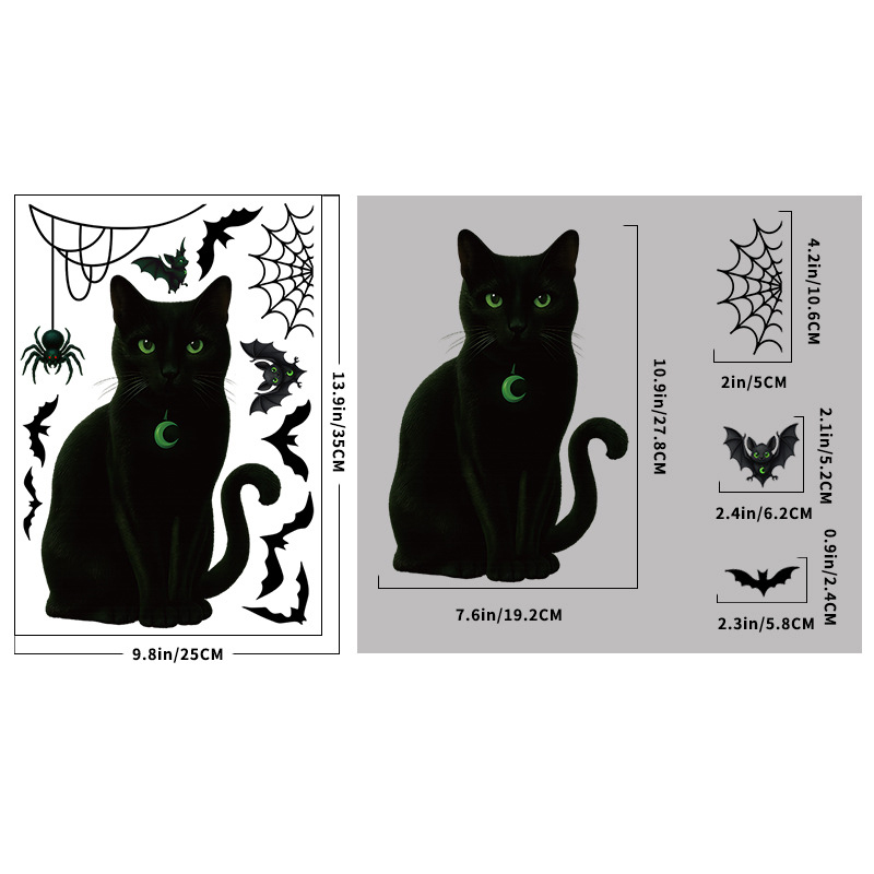 Spider web bat cat glass sticker