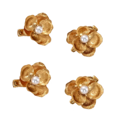 Vintage Gold Flower Pearl Hair Clip