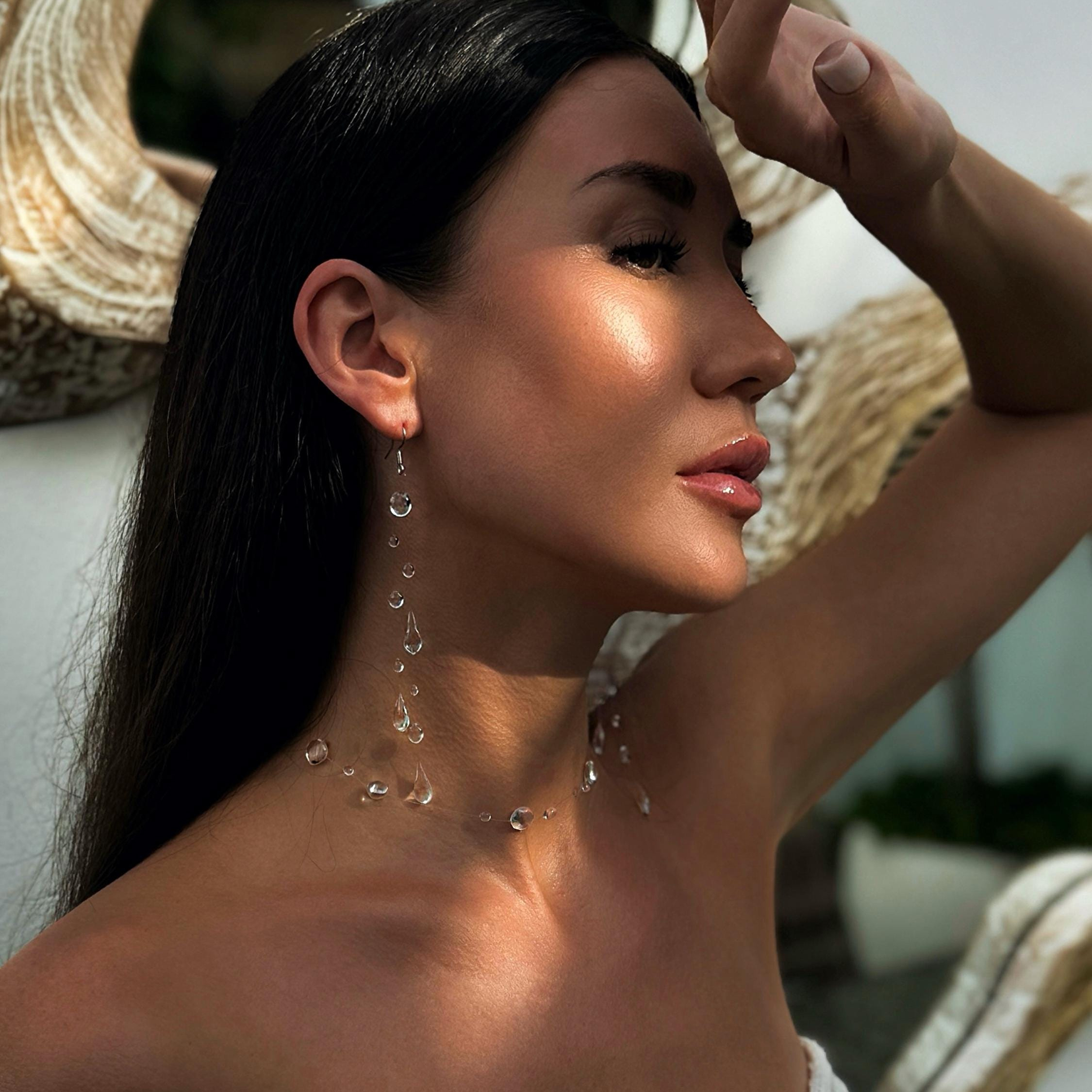 Delicate Teardrop Crystal Transparent Thread Jewelry