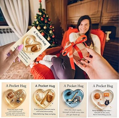 Sports-Themed Heart-Shaped Pocket Hug Cards