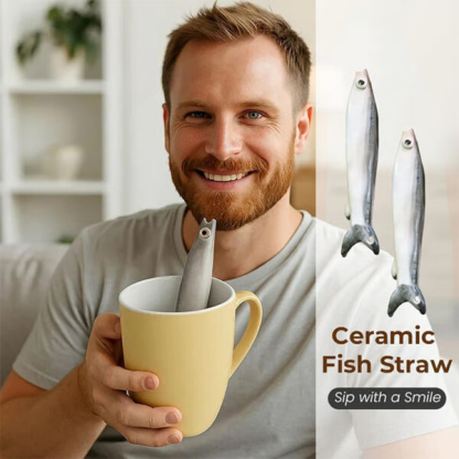 Handmade Ceramic Fish-Shaped Straw